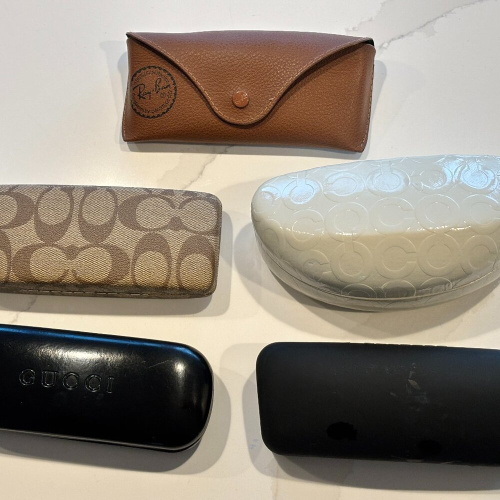 Lot of 5 Eye Glass Cases (GUCCI, Coach, Ray-Ban, Two Blind Brothers)